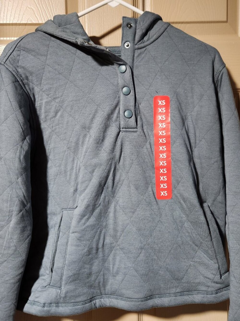 Lands' End Women's XS Gray Quilted Pullover Hoodie